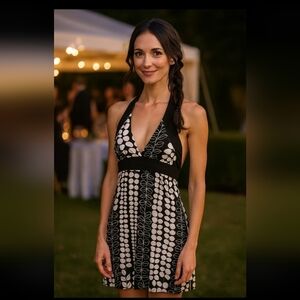 Teenie Weenie Black and White Leaf Print Dress- Size Large